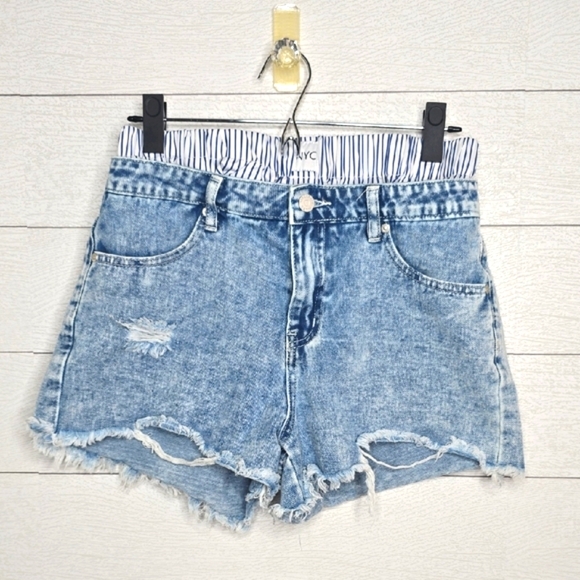 Sincerely Jules Light Blue Distressed Jean Shorts - Picture 1 of 6
